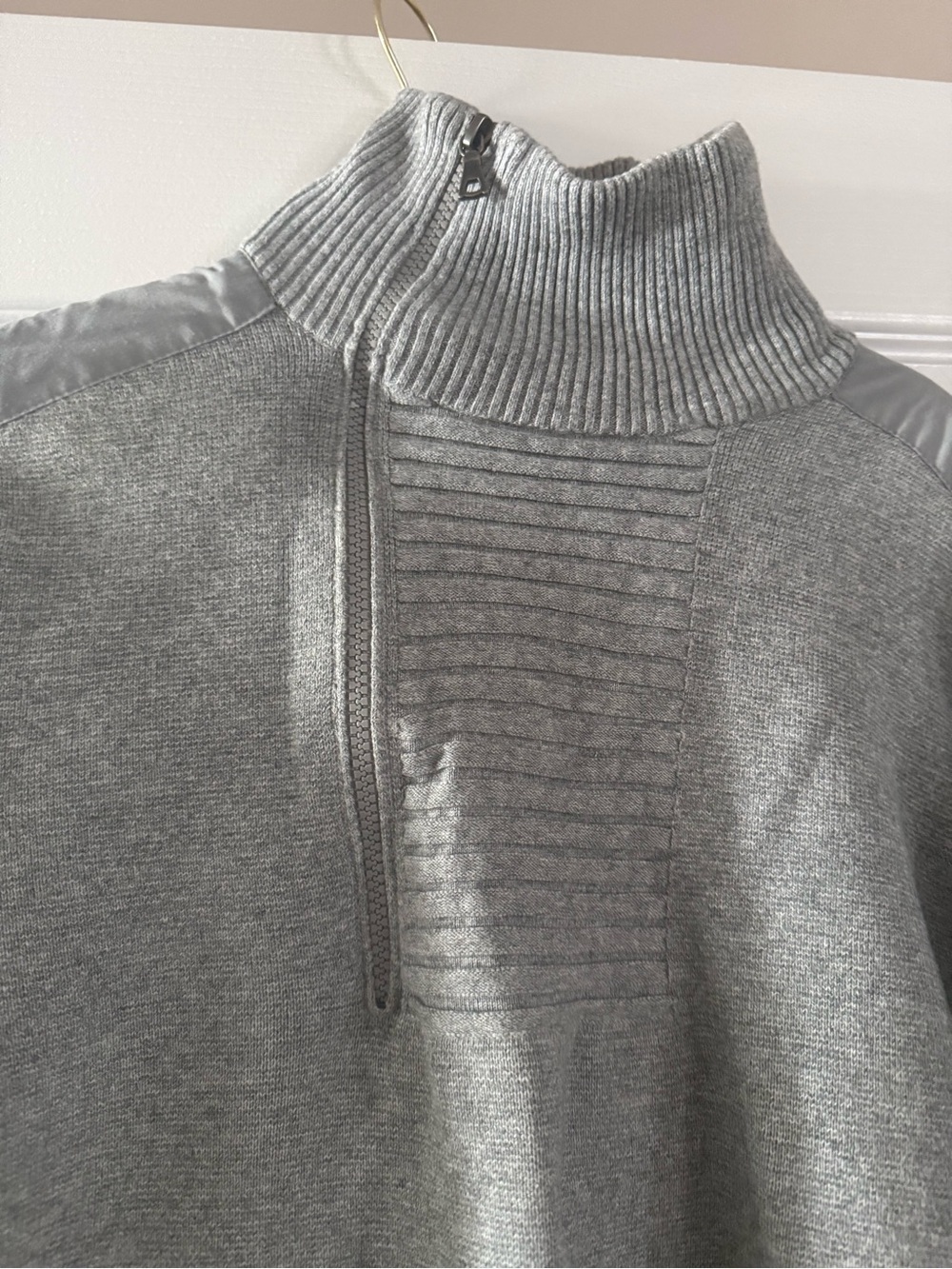 Simons Cotton Gray Mock-Neck Half-Zip Sweater Large - Picture 2 of 7